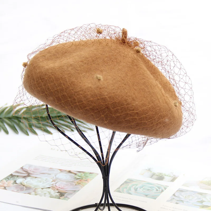 Beret Women Mesh Camel Painter Cap Female Vintage Hats With Veil Elegant Summer Ladies Soft French Artist Hat Beret
Beret Women Mesh Camel Painter Cap Female Vintage Hats With Veil Elegant Summer Ladies Soft French Artist Hat Beret