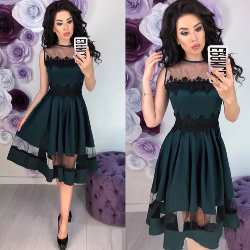 Women Vintage Lace Patchwork A Line Party Dress Sleeveless O Neck Knee-Length Dress 2019 New Summer Sexy Elegant Women Dresses
Women Vintage Lace Patchwork A Line Party Dress Sleeveless O Neck Knee-Length Dress 2019 New Summer Sexy Elegant Women Dresses