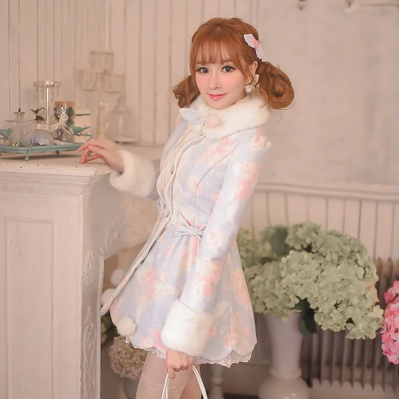 KEQI Candy rain Princess sweet lolita coat Winter new falbala cherry blossoms wool coat Detachable scarf collar C16CD5006
KEQI Candy rain Princess sweet lolita coat Winter new falbala cherry blossoms wool coat Detachable scarf collar C16CD5006