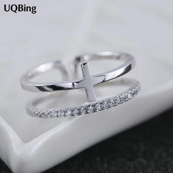 New Arrivals 925 Sterling Silver Rings Cross Double Crystal Ring For Girl Women Gift Jewelry
New Arrivals 925 Sterling Silver Rings Cross Double Crystal Ring For Girl Women Gift Jewelry