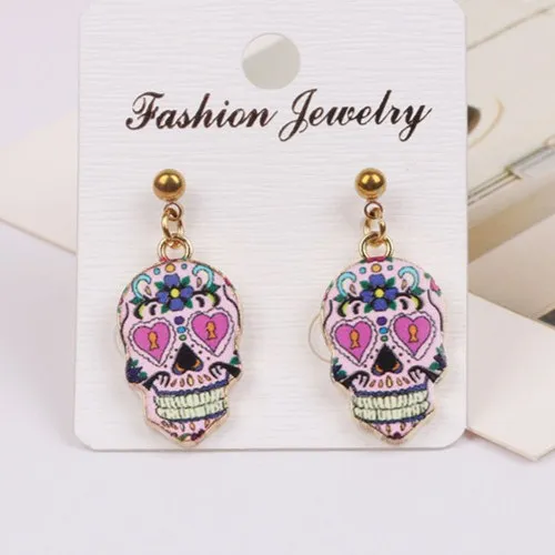 Fashion Vintage Drop Earrings Sugar Skull Halloween Pattern Earrings Summer Design Retro Earring Punk Jewelry For Women Girls
Fashion Vintage Drop Earrings Sugar Skull Halloween Pattern Earrings Summer Design Retro Earring Punk Jewelry For Women Girls