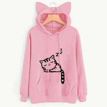 Casual Grey Long Sleeve Cat Pattern Pullover Fashion Loose Sweatshirt Top New Women's Clothing Winter Cat Ear Hoodie Plus Velvet
Casual Grey Long Sleeve Cat Pattern Pullover Fashion Loose Sweatshirt Top New Women's Clothing Winter Cat Ear Hoodie Plus Velvet