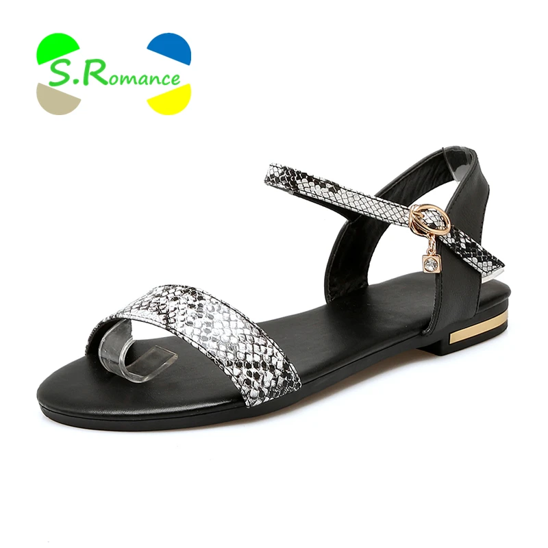 S.Romance Women Sandals Genuine Leather Snake Print Soft Rubber Sole Buckle Strap Size 34-43 Women's Summer Shoes SS170
S.Romance Women Sandals Genuine Leather Snake Print Soft Rubber Sole Buckle Strap Size 34-43 Women's Summer Shoes SS170