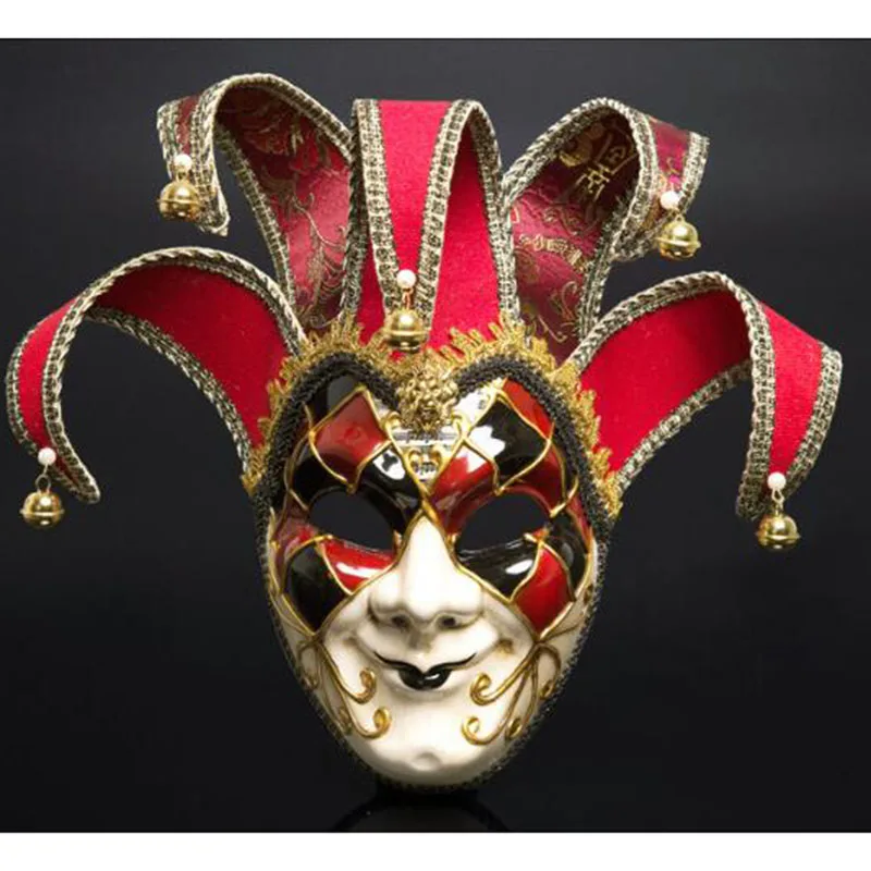 Full Face Men Venetian Theater Jester Joker Masquerade Mask With Bells Mardi Gras Party Ball Halloween Cosplay Mask Costume
Full Face Men Venetian Theater Jester Joker Masquerade Mask With Bells Mardi Gras Party Ball Halloween Cosplay Mask Costume