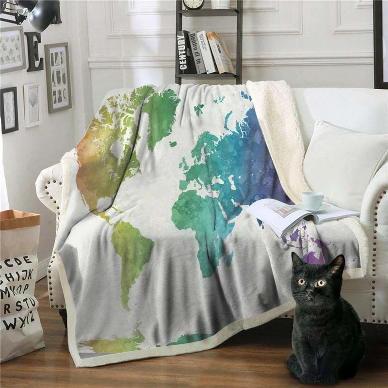 World Map Printed Sherpa Fleece Blanket Super Warm Soft Decorative Plush Throw Blankets on Sofa Bed Children's Room Bedspread
World Map Printed Sherpa Fleece Blanket Super Warm Soft Decorative Plush Throw Blankets on Sofa Bed Children's Room Bedspread
