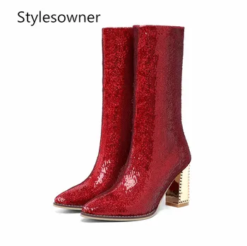 Stylesowner New Ankle Women Boots Pointed Toe Bling Fashion Wedding Female Boots Transparent High Heeled Women Shoes 2018
Stylesowner New Ankle Women Boots Pointed Toe Bling Fashion Wedding Female Boots Transparent High Heeled Women Shoes 2018