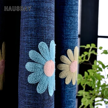 Cartoon Linen Blue Embroidered Curtains for Living Room Bedroom Blackout Daisy Window Curtain with Tulle Drapes CT1030
Cartoon Linen Blue Embroidered Curtains for Living Room Bedroom Blackout Daisy Window Curtain with Tulle Drapes CT1030
