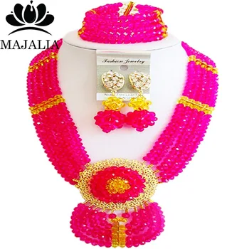 Majalia Fashion Nigeria Wedding African Beads Jewelry Set Hot pink and Yellow Crystal Necklace Bridal Jewelry Sets 6DN043
Majalia Fashion Nigeria Wedding African Beads Jewelry Set Hot pink and Yellow Crystal Necklace Bridal Jewelry Sets 6DN043