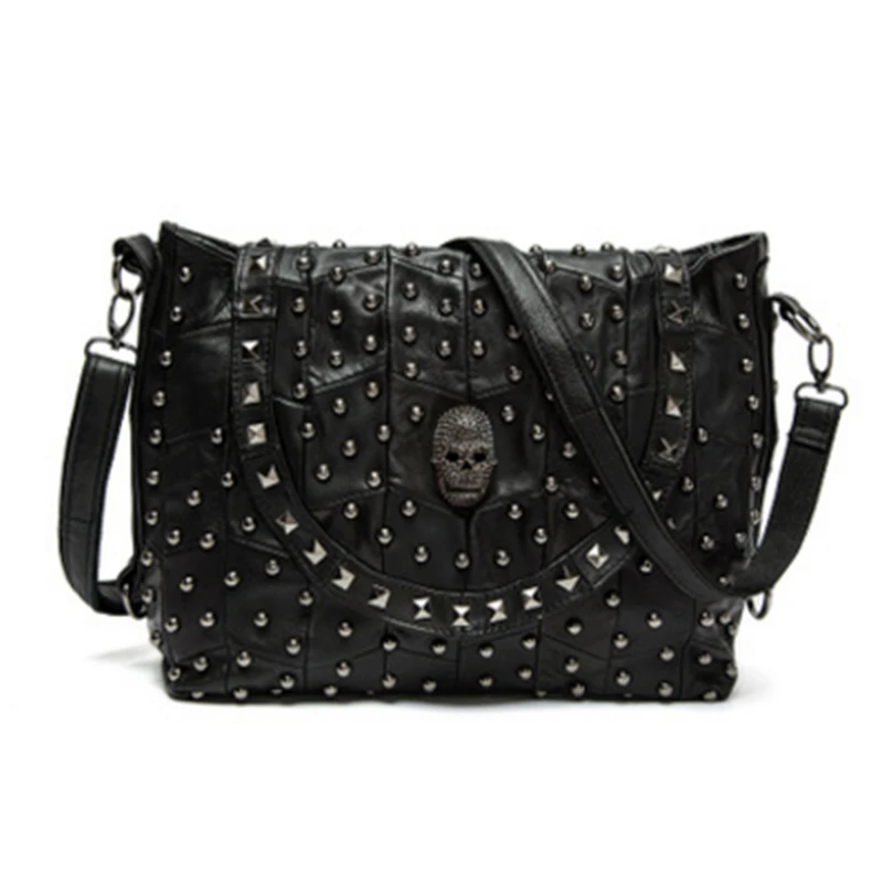 Steampunk High Quality Genuine Leather Skull Rivet Travel Women Messenger Bags Fashion Black Multifunction Women Handbags
Steampunk High Quality Genuine Leather Skull Rivet Travel Women Messenger Bags Fashion Black Multifunction Women Handbags