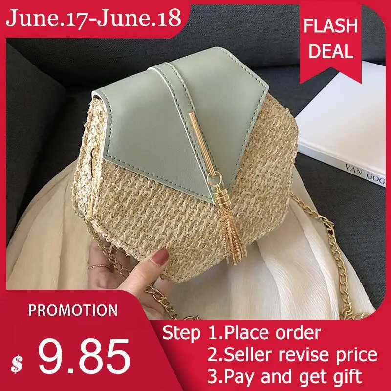New Fashion Mulit Style Hexagon Straw Bag Handbags Women Summer Rattan Bag Handmade Woven Beach Circle Bohemia PU Handbag
New Fashion Mulit Style Hexagon Straw Bag Handbags Women Summer Rattan Bag Handmade Woven Beach Circle Bohemia PU Handbag