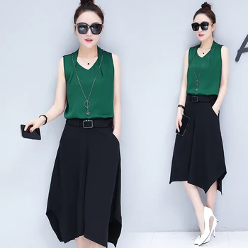 fashion new summer suit women irregular chiffon skirt blouse & wide-legged pants two-pcs clothing set sleeveless top size S-XXL
fashion new summer suit women irregular chiffon skirt blouse & wide-legged pants two-pcs clothing set sleeveless top size S-XXL