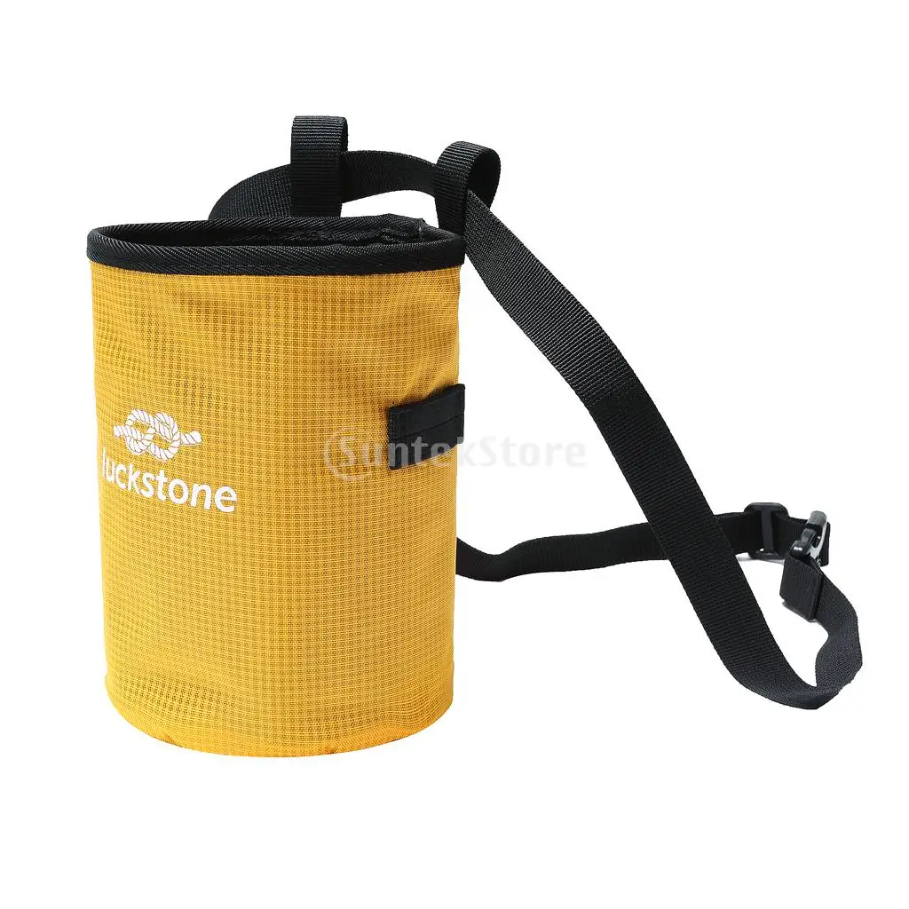 Large Gymnastics Rock Climbers Outdoor Climbing Chalk Bag with Drawstring Closure Adjustable Belt & Brush Slot
