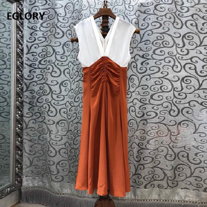 New Arrival Dresses 2019 Summer Fashion Club Ladies Sexy Deep V-Neck Pleated Waist Color Block Sleeveless Mid-Calf Casual Dress
New Arrival Dresses 2019 Summer Fashion Club Ladies Sexy Deep V-Neck Pleated Waist Color Block Sleeveless Mid-Calf Casual Dress