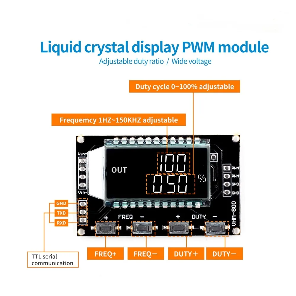 Signal Generator PWM Pulse Frequency Duty Cycle Adjustable Module LCD Display 1Hz-150Khz 3.3V-30V PWM Board Module
Signal Generator PWM Pulse Frequency Duty Cycle Adjustable Module LCD Display 1Hz-150Khz 3.3V-30V PWM Board Module