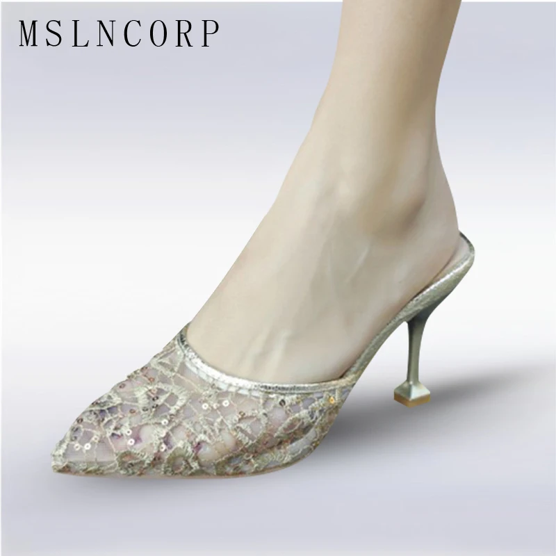 size 34-43 Summer New Fashion Slides Women Sexy Lace Upper Thin High Heels Slippers Pointed toe Mules Shoes Ladies Pumps Sandals
size 34-43 Summer New Fashion Slides Women Sexy Lace Upper Thin High Heels Slippers Pointed toe Mules Shoes Ladies Pumps Sandals