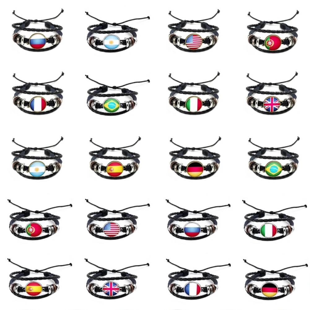 2018 world National football Flags Charm Leather Braided Rope Beads Dropshipping Russia spain usa
2018 world National football Flags Charm Leather Braided Rope Beads Dropshipping Russia spain usa