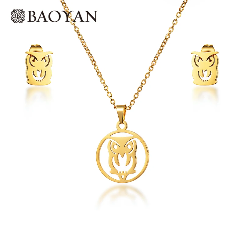 BAOYAN Round Funny Cute Owl Gold Color Stainless Steel Pendant Earrings Jewelry Sets for Girls/Lovers/Men/Kids
BAOYAN Round Funny Cute Owl Gold Color Stainless Steel Pendant Earrings Jewelry Sets for Girls/Lovers/Men/Kids