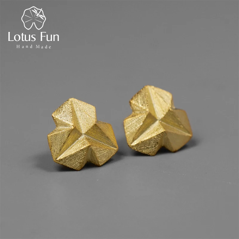 Женские серьги-гвоздики Треугольник Lotus Fun изящные серьги в минималистском стиле