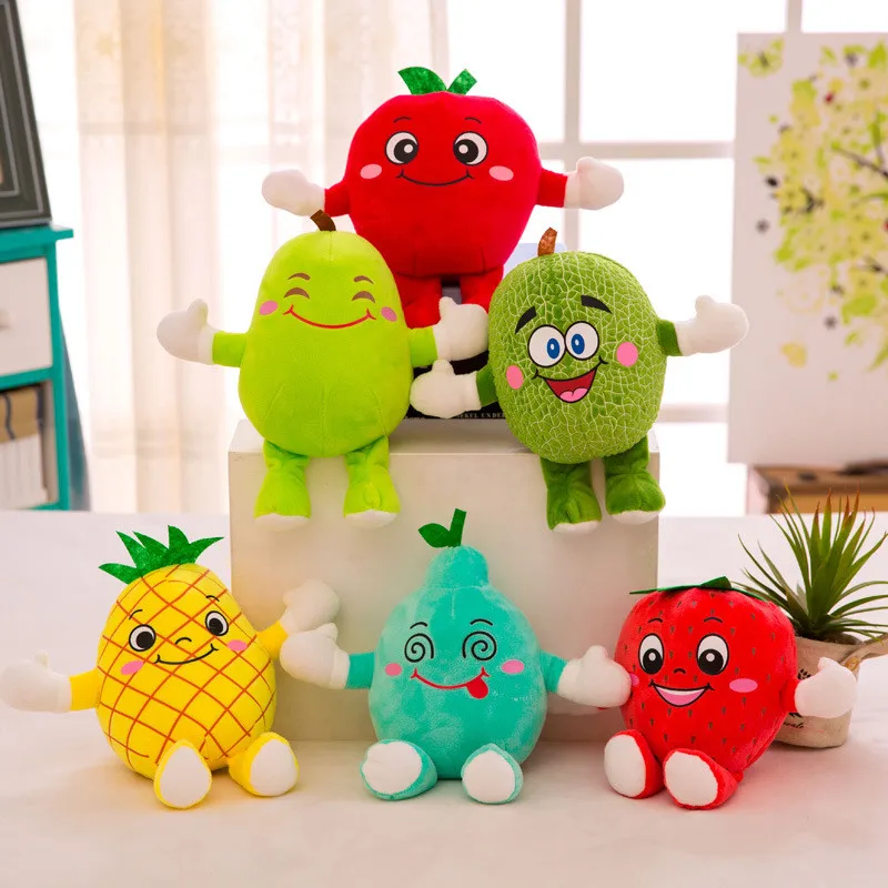 New fruit cantaloupe pear pineapple strawberry apple lime lemon plush toy26