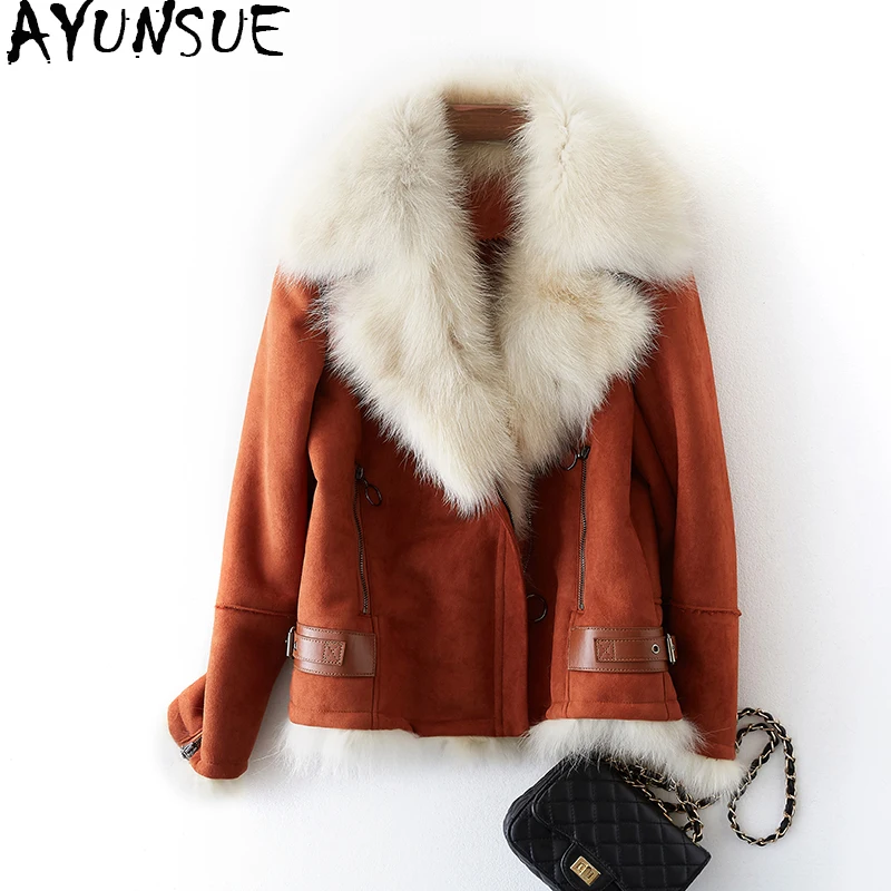 AYUNSUE Luxury Big Natural Fox Fur Collar Suede Leather Jacket 2019 Fashion Short Warm Winter Coat Women chaqueta mujer WYQ1543
AYUNSUE Luxury Big Natural Fox Fur Collar Suede Leather Jacket 2019 Fashion Short Warm Winter Coat Women chaqueta mujer WYQ1543