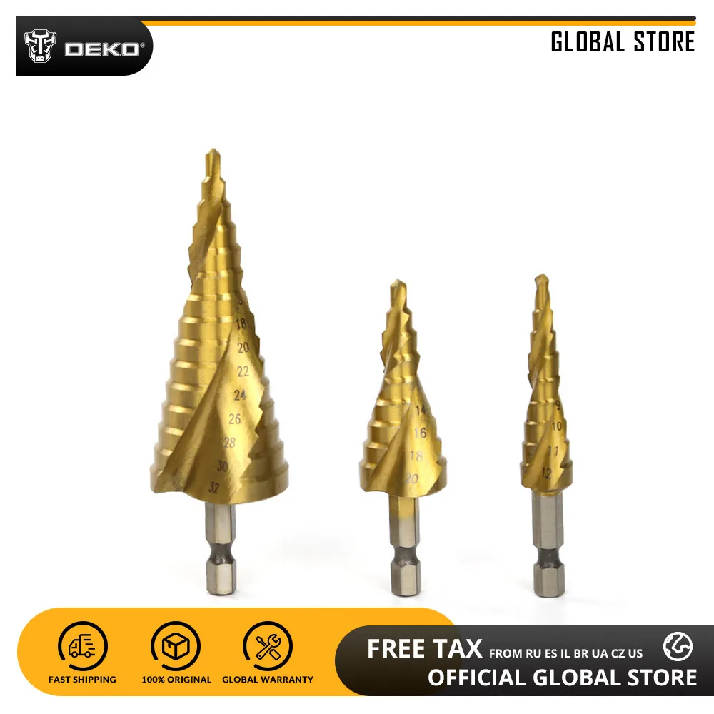 DEKO SDB01 3pcs HSS Spiral Grooved Center Core Drill Bit Solid Carbide Mini Drill Accessories Cone Drill Bit for Metal Drilling
DEKO SDB01 3pcs HSS Spiral Grooved Center Core Drill Bit Solid Carbide Mini Drill Accessories Cone Drill Bit for Metal Drilling