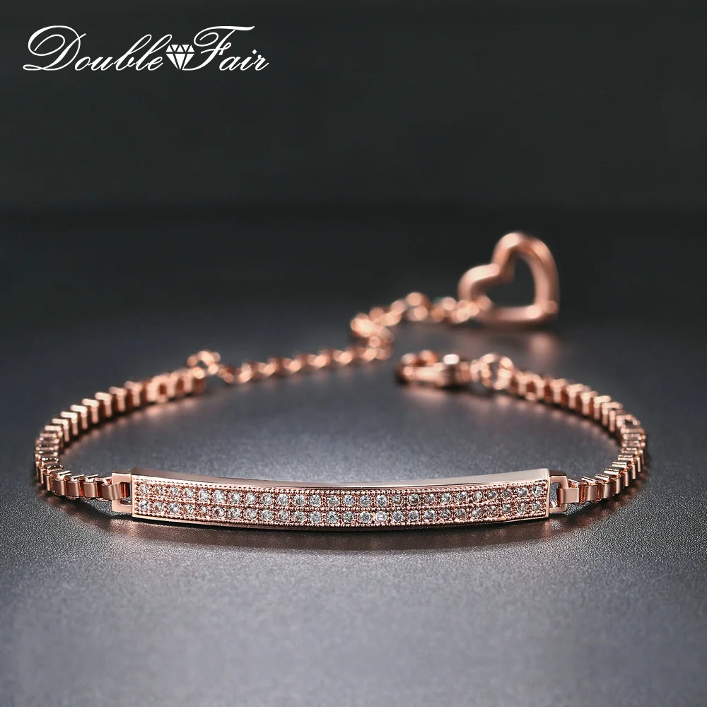 Double Fair Brand Cubic Zirconia Chain Bracelets & Bangles Rose Gold Color Fashion CZ Stone Jewelry For Women bijouterie DFH172
Double Fair Brand Cubic Zirconia Chain Bracelets & Bangles Rose Gold Color Fashion CZ Stone Jewelry For Women bijouterie DFH172