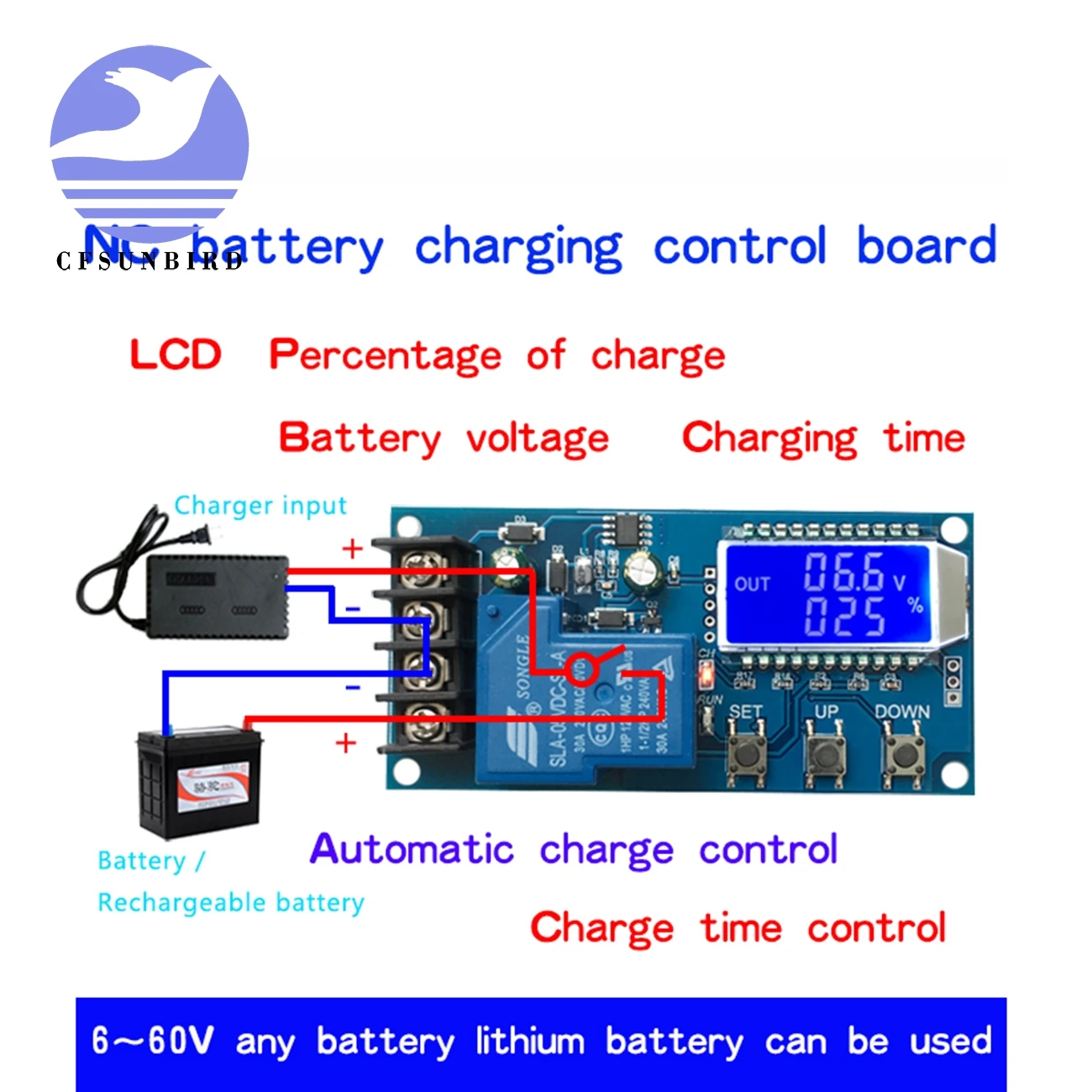 6-60V Charging Control Module 30A LCD Display Storage Lithium Battery Charger Control Switch Protection Board
6-60V Charging Control Module 30A LCD Display Storage Lithium Battery Charger Control Switch Protection Board