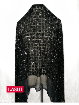 LASUI Elegant Black Sequins embroidered mesh lace DIY Fashion design stage clothing evening dress fabric W0038
LASUI Elegant Black Sequins embroidered mesh lace DIY Fashion design stage clothing evening dress fabric W0038