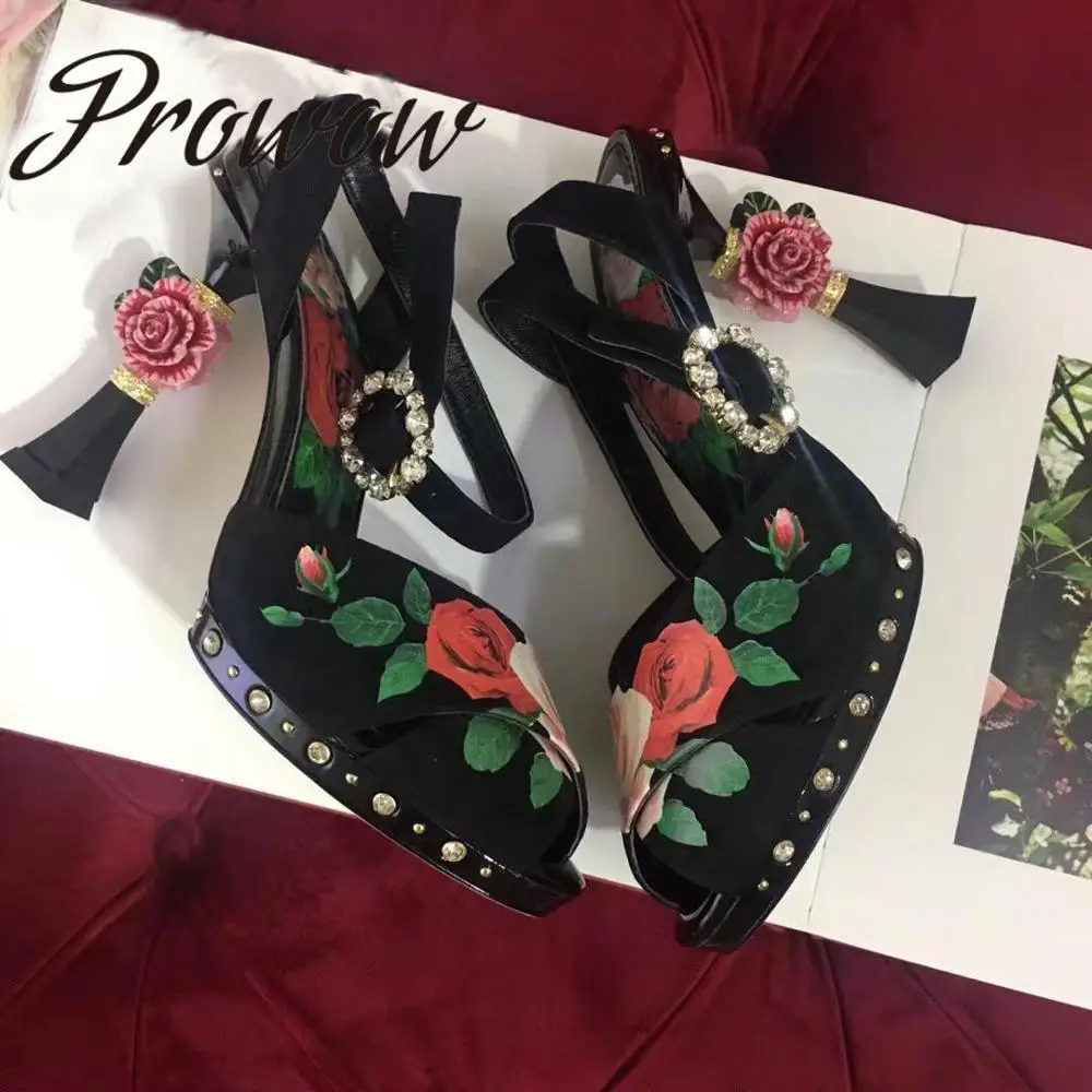 Prowow New Genuine Leather Printed Floral Summer Sandals Open Toe Crystal Beading High Heel Sandals Shoes Women
Prowow New Genuine Leather Printed Floral Summer Sandals Open Toe Crystal Beading High Heel Sandals Shoes Women