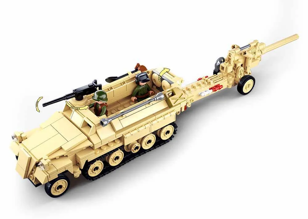 0695 460pcs Military K18 105mm Cannon Artillery Half-track Vehicle WW2 World War II Building Blocks Toy
0695 460pcs Military K18 105mm Cannon Artillery Half-track Vehicle WW2 World War II Building Blocks Toy