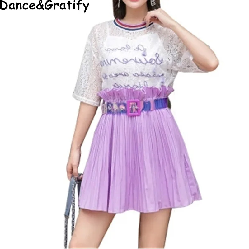 New Korean Fashion 2019 Spring Summer Women Chic 2 Piece Sets Sweet Embroidery Letter Lace Blouses Top+Pleated Mini Skirt Suit
New Korean Fashion 2019 Spring Summer Women Chic 2 Piece Sets Sweet Embroidery Letter Lace Blouses Top+Pleated Mini Skirt Suit