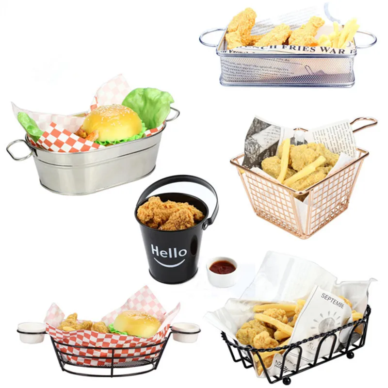 American creative tableware wrought iron snack basket French fries basket mini fried basket snack fried chicken bread basket bas
American creative tableware wrought iron snack basket French fries basket mini fried basket snack fried chicken bread basket bas