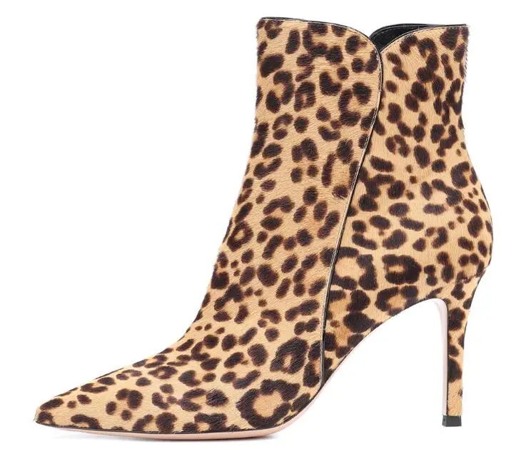 Sexy Leopard Boots Pointed Toe Cu-out Thin Heels Suede Leather Ankle Boots Slip-on Women Fashion Dress Shoes Customized
Sexy Leopard Boots Pointed Toe Cu-out Thin Heels Suede Leather Ankle Boots Slip-on Women Fashion Dress Shoes Customized