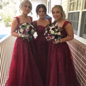 Robe De Mariage Burgundy Bridesmaid Dresses Long Sleeveless Lace Appliques cheap Formal Prom Party Dresses Vestidos De Noiva
Robe De Mariage Burgundy Bridesmaid Dresses Long Sleeveless Lace Appliques cheap Formal Prom Party Dresses Vestidos De Noiva
