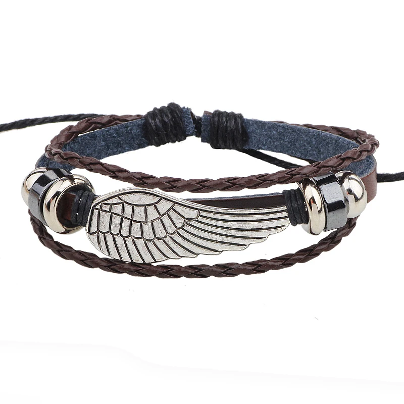 CC187 Love Fairy Angel Wing Bracelet Homme Leather Bracelet Femme Woven Mens Bracelets for Women Braclet Pulsera Bijouterie
CC187 Love Fairy Angel Wing Bracelet Homme Leather Bracelet Femme Woven Mens Bracelets for Women Braclet Pulsera Bijouterie