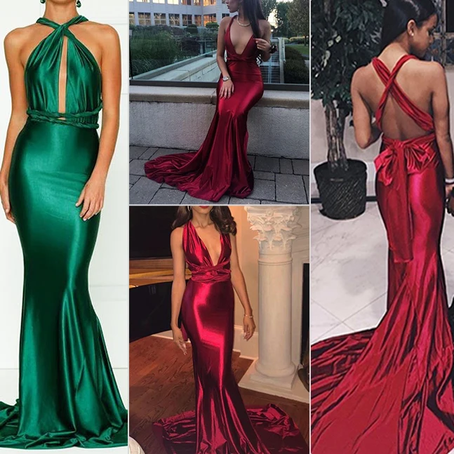 Elegant backless satin silk Mermaid tail Wonder dress