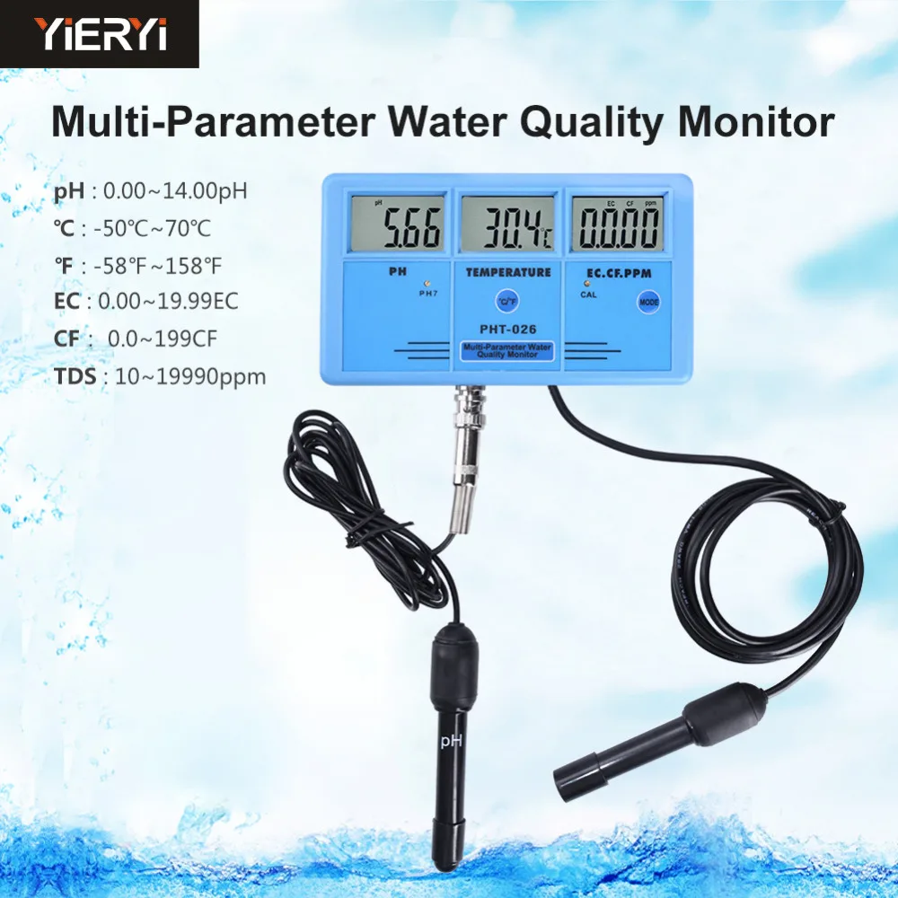 Water Quality Multi-parameter Detector Aquarium Online Ph Meter TDS Temperature Conductivity Test Pen EC/CF Measurement Analysis
Water Quality Multi-parameter Detector Aquarium Online Ph Meter TDS Temperature Conductivity Test Pen EC/CF Measurement Analysis