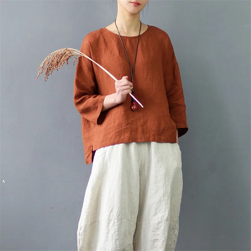 SCUWLINEN 2019 Spring Summer Women Tops Solid Zen Vintage Irregular Loose Three Quarter Sleeve 100% Linen T-shirt for Women S533
SCUWLINEN 2019 Spring Summer Women Tops Solid Zen Vintage Irregular Loose Three Quarter Sleeve 100% Linen T-shirt for Women S533