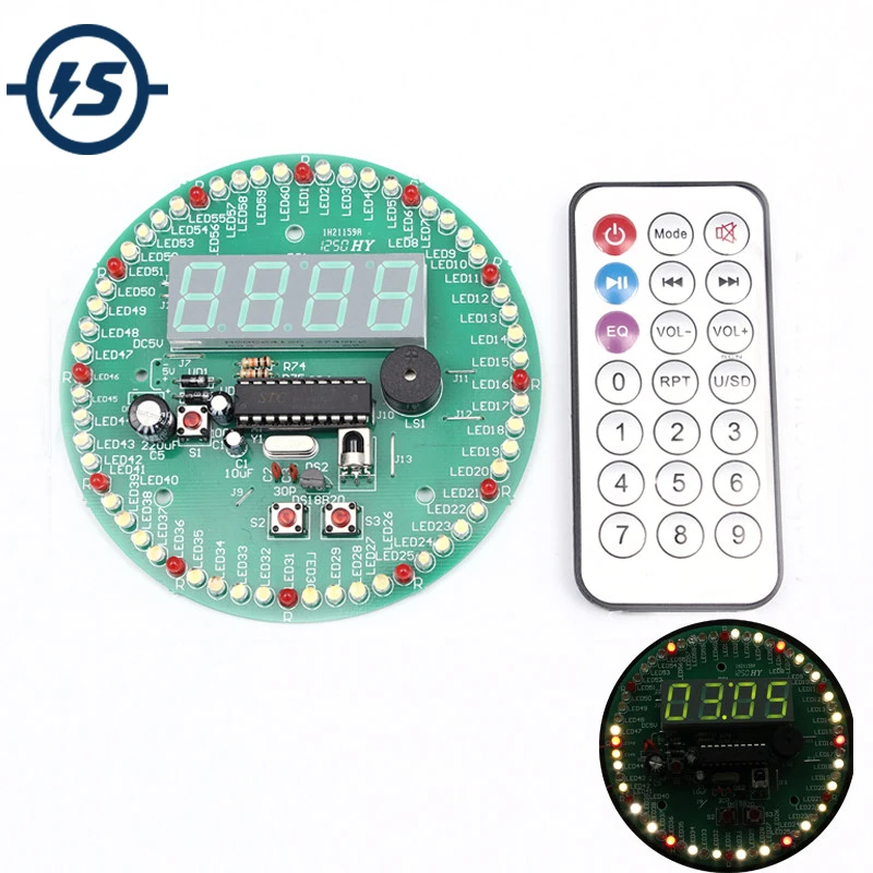 4 Digital LED Tube Display Display DS18B20 Rotating Time Clock Alarm Temperature Module Kit DIY Kits w/IR Remote Controller 
4 Digital LED Tube Display Display DS18B20 Rotating Time Clock Alarm Temperature Module Kit DIY Kits w/IR Remote Controller