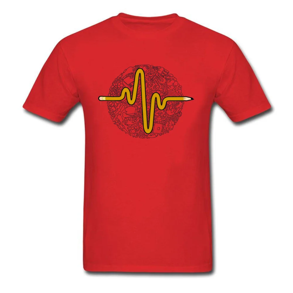 Pencil Pulse 100% Cotton Camisa Tops Shirts High Quality Short Sleeve Men's T Shirt Normal Autumn Tees O-Neck Wholesale Pencil Pulse red