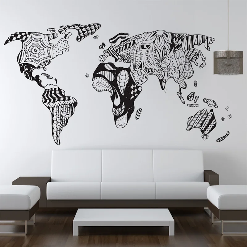 YOYOYU карта мира виниловая настенная наклейка детская комната Геометрическая