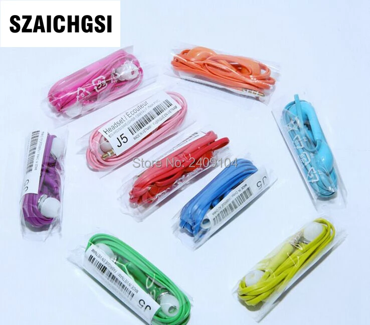 SZAICHGSI Colorful Flat J5 In-Ear Earphone Earpod Earbud W/Mic+Volume Control for Samsung Galaxy S2 S3 S4 I9500 wholesale 200pcs
SZAICHGSI Colorful Flat J5 In-Ear Earphone Earpod Earbud W/Mic+Volume Control for Samsung Galaxy S2 S3 S4 I9500 wholesale 200pcs