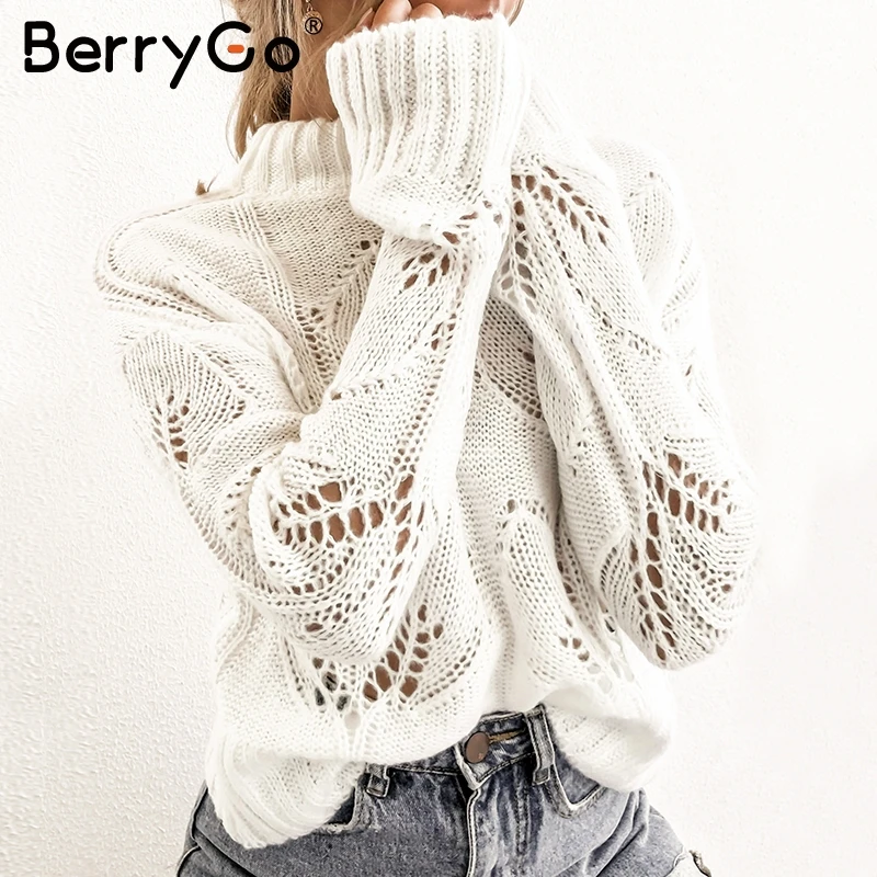 BerryGo Turtleneck women knitted sweaters Hollow out autumn winter female pullovers Casual streetwear ladies tops white jumpers
BerryGo Turtleneck women knitted sweaters Hollow out autumn winter female pullovers Casual streetwear ladies tops white jumpers