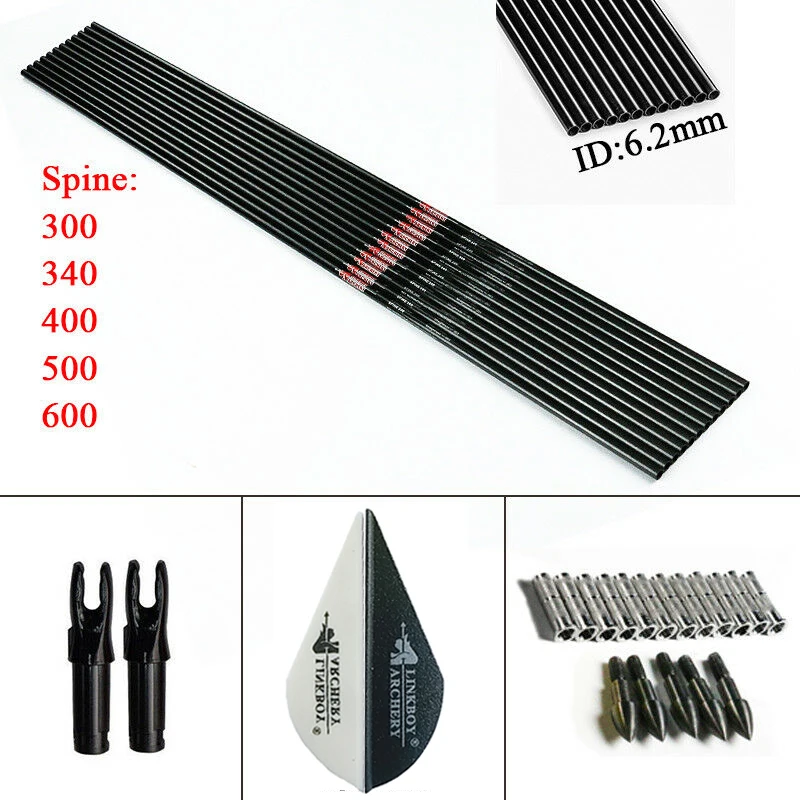 12pcs Linkboy Archery Carbon Arrow Shafts Sp600 32inch Arrow Insert Target Point Arrow 2inch Vanes Nock for Compound Bow Hunting
12pcs Linkboy Archery Carbon Arrow Shafts Sp600 32inch Arrow Insert Target Point Arrow 2inch Vanes Nock for Compound Bow Hunting