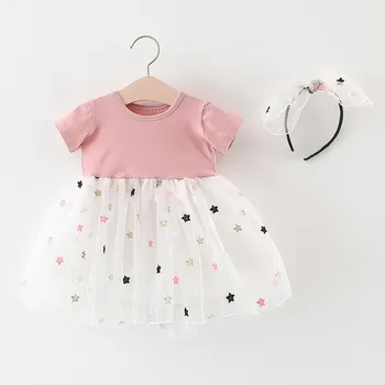 2019 Summer Fashion Baby Girl Short Sleeve Stars Tulle Patchwork Princess Dresses Hairband Sets Newborn Toddler Infant Outfits
2019 Summer Fashion Baby Girl Short Sleeve Stars Tulle Patchwork Princess Dresses Hairband Sets Newborn Toddler Infant Outfits
