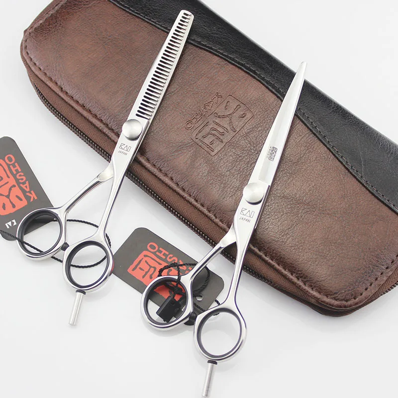 

5.5inch Kasho Hair Cutting Thinning Scissor Set Hairdressing Style Clipper Shear Barber Supply High Quality
