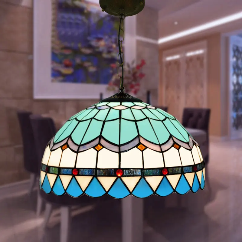 Tiffany Mediterranean colorful glass pendant lights for dining room bedroom single lamp balcony bar blue lamp 90-260V 0056
Tiffany Mediterranean colorful glass pendant lights for dining room bedroom single lamp balcony bar blue lamp 90-260V 0056