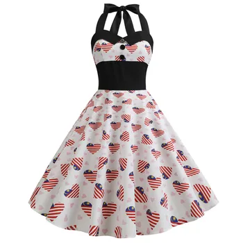 2019 Summer Women's Bohemian Beach Slim Dresses Women Flag Heart Print Evening Party Prom Swing Button Halter Hepburn Dress 30
2019 Summer Women's Bohemian Beach Slim Dresses Women Flag Heart Print Evening Party Prom Swing Button Halter Hepburn Dress 30