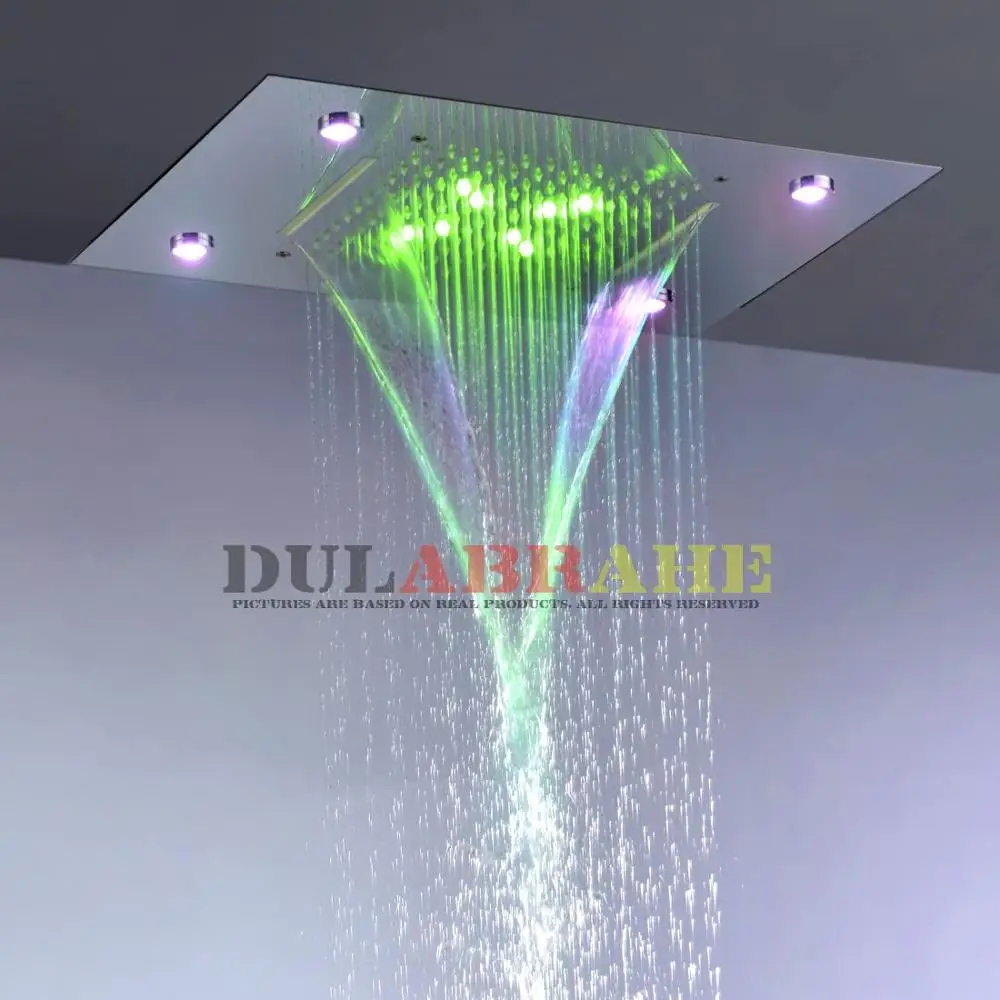 

Contemporary Rain And Waterfall Shower Head 100V~240V Alternating Current Colorful LED Bathroom Top Shower Set L-50X36P