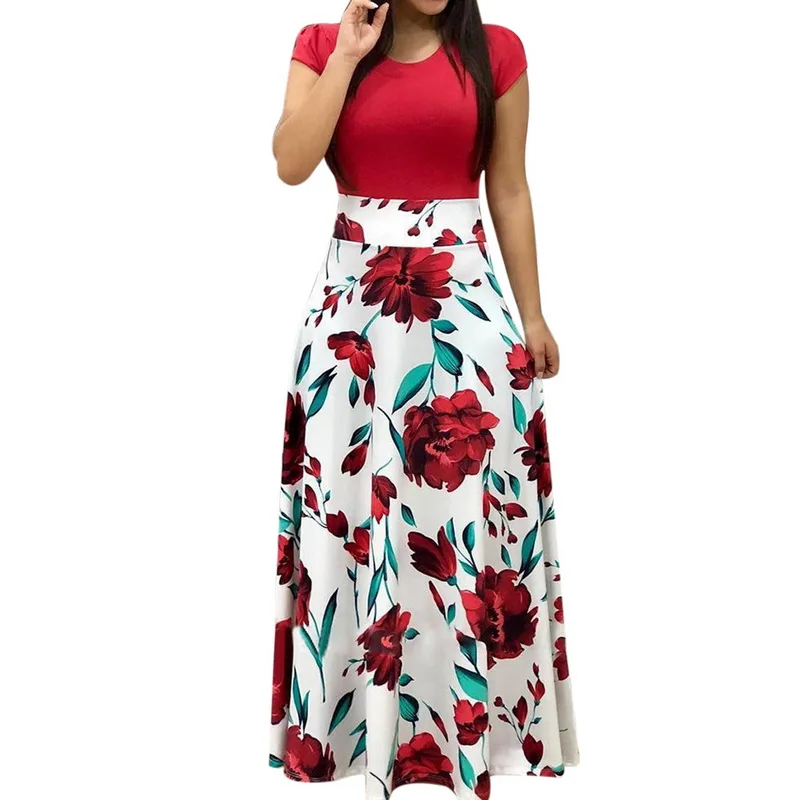 LASPERAL Women 2018 Summer Dress Short Sleeve High Waist Long Dresses Robe Femme Floral Print Colorblock Maxi Dress
LASPERAL Women 2018 Summer Dress Short Sleeve High Waist Long Dresses Robe Femme Floral Print Colorblock Maxi Dress